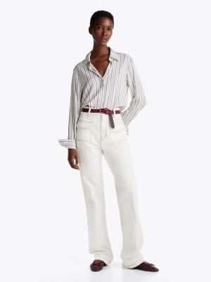 multi cuffed regular fit shirt for women tommy hilfiger