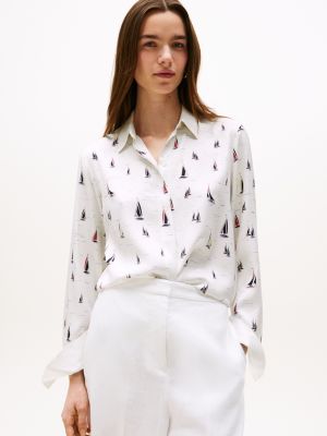 multi cuffed regular fit shirt for women tommy hilfiger