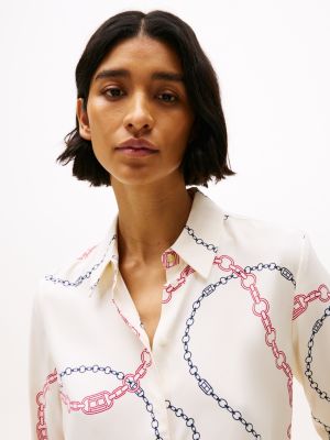 chemise décontractée à boutons dorés plusieurs couleurs pour femmes tommy hilfiger