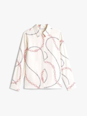 meerdere kleuren relaxed fit overhemd met goudkleurige knopen voor dames - tommy hilfiger