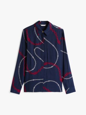 multi relaxed fit hemd mit goldknopf für damen - tommy hilfiger