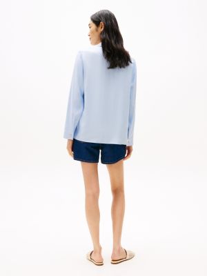 blue gold button relaxed shirt for women tommy hilfiger