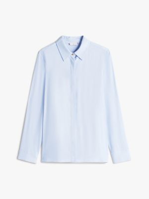 blauw relaxed fit overhemd met goudkleurige knopen voor dames - tommy hilfiger