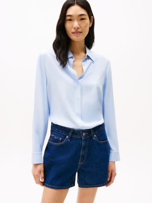 chemise décontractée à boutons dorés blue pour femmes tommy hilfiger