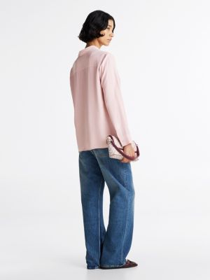 chemise décontractée à boutons dorés rose pour femmes tommy hilfiger
