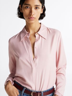 pink relaxed fit hemd mit goldknopf für damen - tommy hilfiger