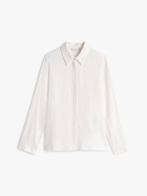 chemise décontractée à boutons dorés blanc pour femmes tommy hilfiger