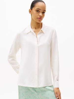 chemise décontractée à boutons dorés white pour femmes tommy hilfiger