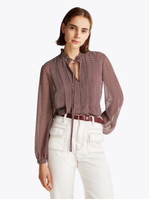 blouse décontractée transparente imprimée red pour femmes tommy hilfiger