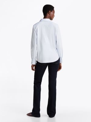 blue regular fit poplin shirt for women tommy hilfiger