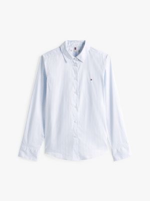 blue regular fit poplin shirt for women tommy hilfiger