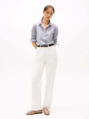 multi regular fit poplin shirt for women tommy hilfiger