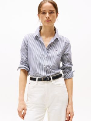 multi regular fit overhemd van poplin voor dames - tommy hilfiger