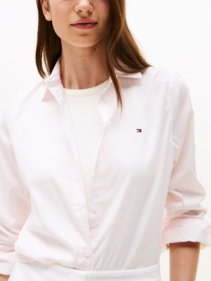 white regular fit poplin shirt for women tommy hilfiger