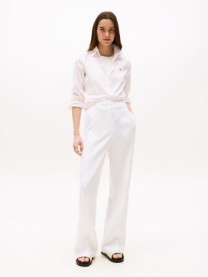 white regular fit poplin shirt for women tommy hilfiger