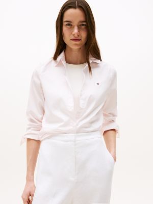 white regular fit poplin shirt for women tommy hilfiger