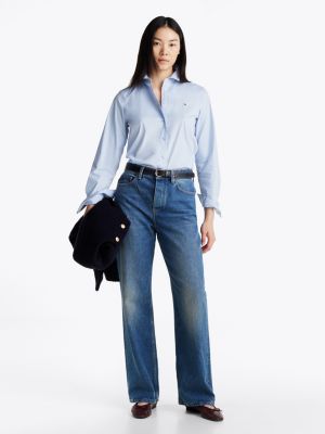 blue regular fit poplin shirt for women tommy hilfiger