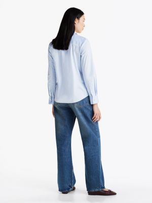 blue regular fit poplin shirt for women tommy hilfiger