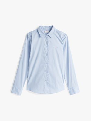 blue regular fit poplin shirt for women tommy hilfiger