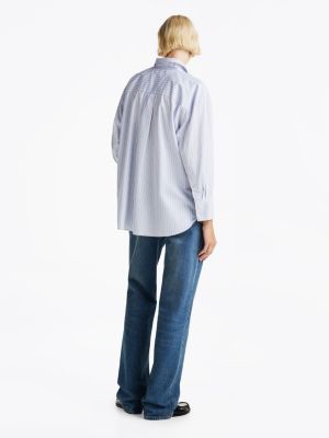 blue patch pocket poplin oversized shirt for women tommy hilfiger