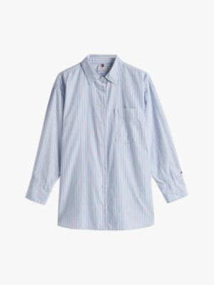 blue patch pocket poplin oversized shirt for women tommy hilfiger