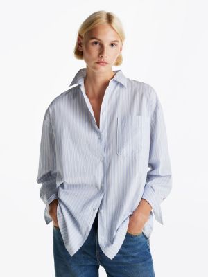 camicia oversize con tasca applicata blue da donne tommy hilfiger