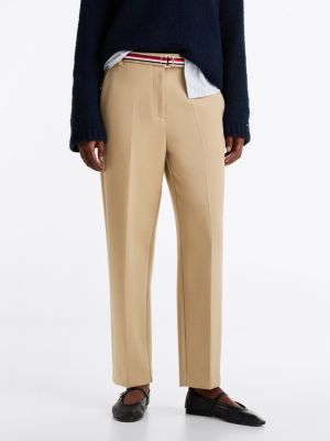 khaki slim straight cropped fit hose für damen - tommy hilfiger