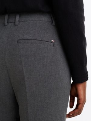 grey slim fit straight cropped trousers for women tommy hilfiger