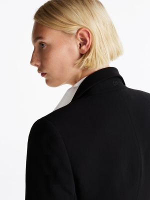 schwarz einreihiger slim fit blazer aus krepp für damen - tommy hilfiger