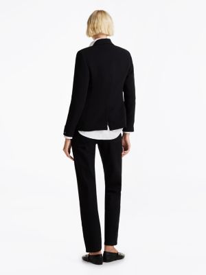 black slim fit single breasted crepe blazer for women tommy hilfiger