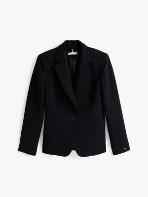 black slim fit single breasted crepe blazer for women tommy hilfiger