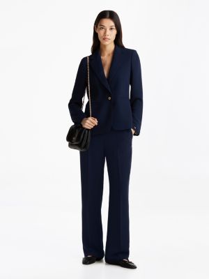 blazer ajusté droit en crêpe noir pour femmes tommy hilfiger