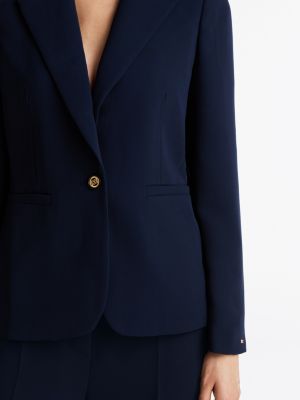 schwarz einreihiger slim fit blazer aus krepp für damen - tommy hilfiger