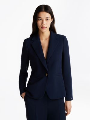 black slim fit single breasted crepe blazer for women tommy hilfiger