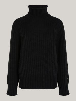 black cardigan stitch oversized jumper for women tommy hilfiger