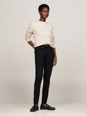 jeans como skinny fit a vita media neri nero da donne tommy hilfiger