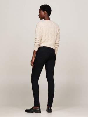 schwarz como schwarze skinny jeans mit mittelhohem bund für damen - tommy hilfiger