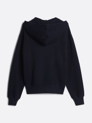 sudadera adaptive con capucha y cordón azul de mujeres tommy hilfiger