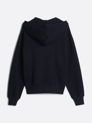 blue adaptive logo drawstring hoody for women tommy hilfiger