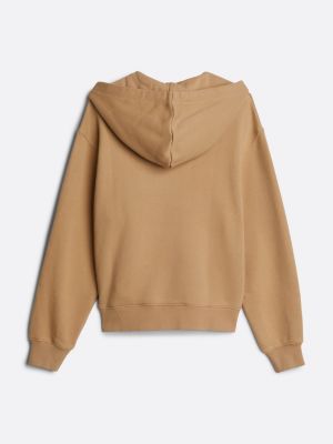 sudadera adaptive con capucha y cordón beige de mujeres tommy hilfiger