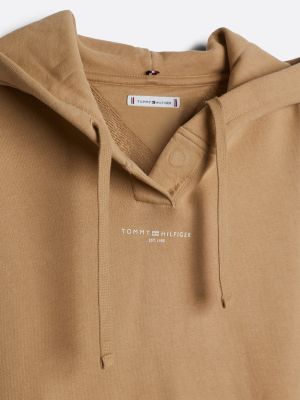 beige adaptive logo drawstring hoody for women tommy hilfiger