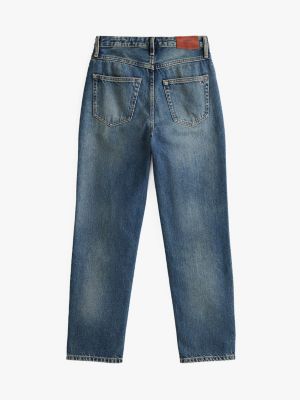 blue adaptive faded high rise straight jeans for women tommy hilfiger