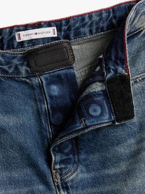 jean droit adaptive délavé taille haute bleu pour femmes tommy hilfiger