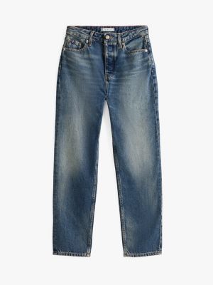 blue adaptive faded high rise straight jeans for women tommy hilfiger