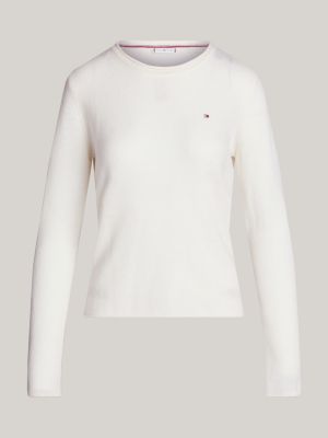 yellow pure wool crew neck jumper for women tommy hilfiger