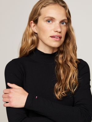 black mock turtleneck pleated midi dress for women tommy hilfiger