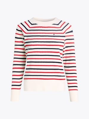 red curve cable knit raglan sleeve jumper for women tommy hilfiger