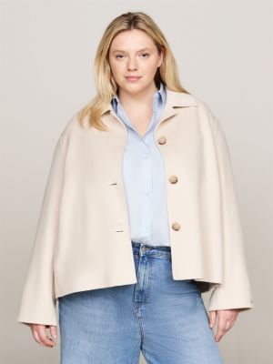 Curve Wool Blend Short Trench Coat