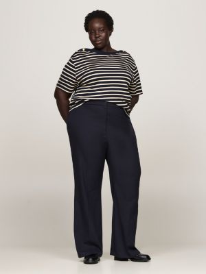 t-shirt curve à col bateau blanc pour femmes tommy hilfiger