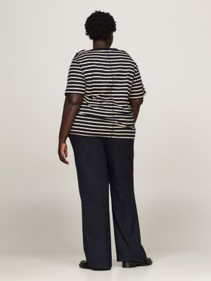 t-shirt curve à col bateau blanc pour femmes tommy hilfiger